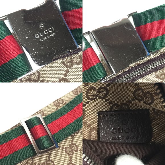 GUCCI 28566 Sherry GG Canvas Body Bag Waist Pouch Pattern Men Women ITC3HXU348UQ - Picture 10 of 10